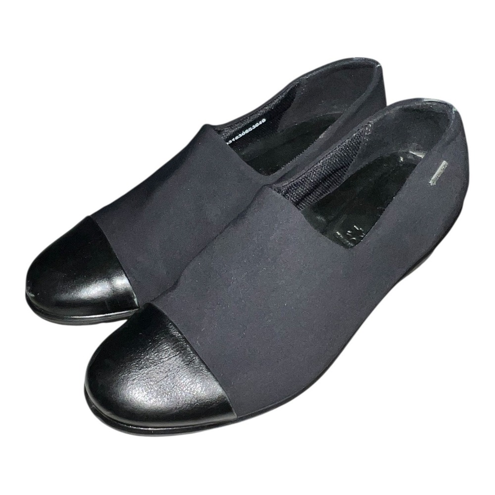 ECCO Gore-Tex Black Leather Cap Toe Slip On Loafer Comfort Walking Shoe sz9